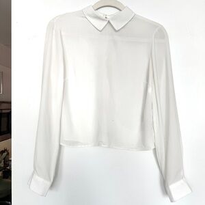 Miss Selfridge white silk collared top blouse